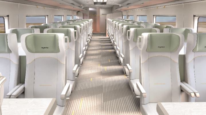 Brightline West представила рендеры интерьера поездов ВСМ для Калифорнии 